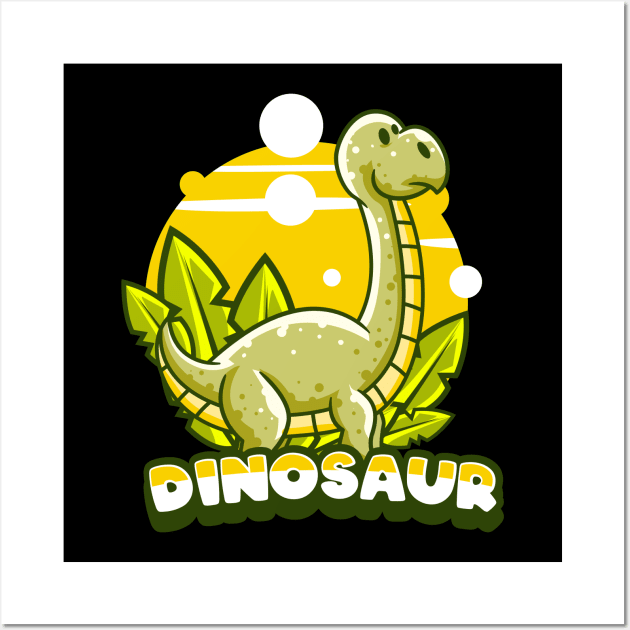 Cute Dinosaur Cartoon Wall Art by Harrisaputra